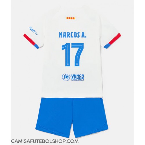 Camisa de time de futebol Barcelona Marcos Alonso #17 Replicas 2º Equipamento Infantil 2023-24 Manga Curta (+ Calças curtas)